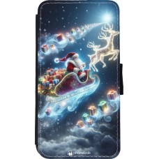 Coque iPhone 11 Pro - Wallet noir Noël 2023 Père Noël enchanté