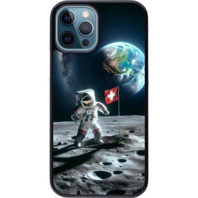 Coque iPhone 12 / 12 Pro - Astro Suisse sur lune