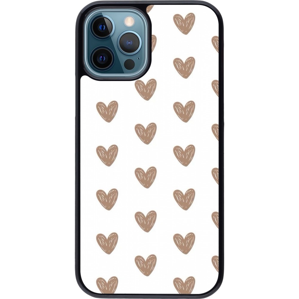 Coque iPhone 12 / 12 Pro - Autumn 2024 brown hearts