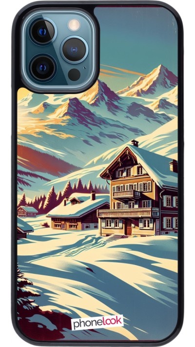 iPhone 12 / 12 Pro Case Hülle - Chalet Berg verschneit