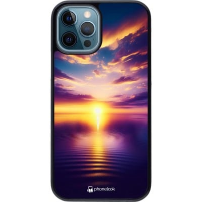 Coque iPhone 12 / 12 Pro - Coucher soleil jaune violet