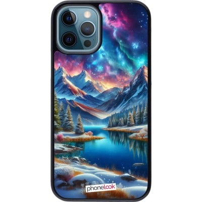 Coque iPhone 12 / 12 Pro - Fantasy Mountain Lake Sky Stars