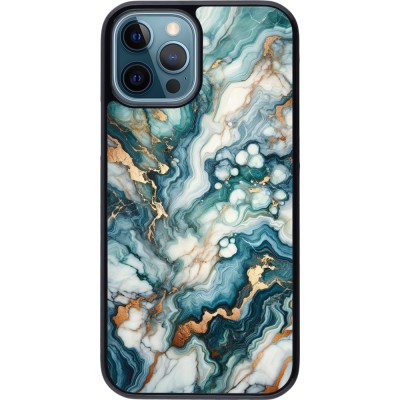 Coque iPhone 12 / 12 Pro - Marbre Vert Bleu Doré