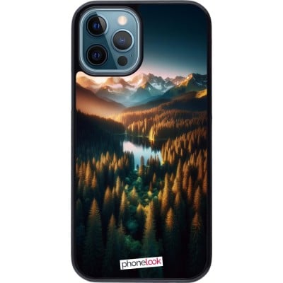 Coque iPhone 12 / 12 Pro - Sunset Forest Lake