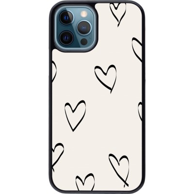 Coque iPhone 12 / 12 Pro - Valentine 2023 minimalist hearts