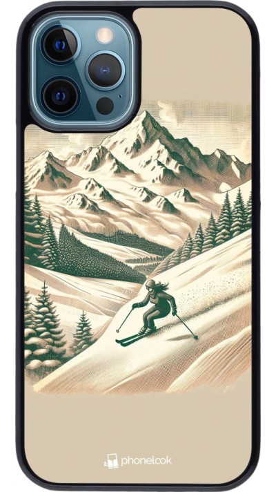 Coque iPhone 12 / 12 Pro - Vintage Ski Mountain