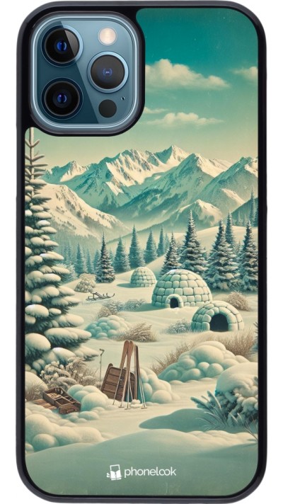 Coque iPhone 12 / 12 Pro - Vintage Snowy Mountain Igloo