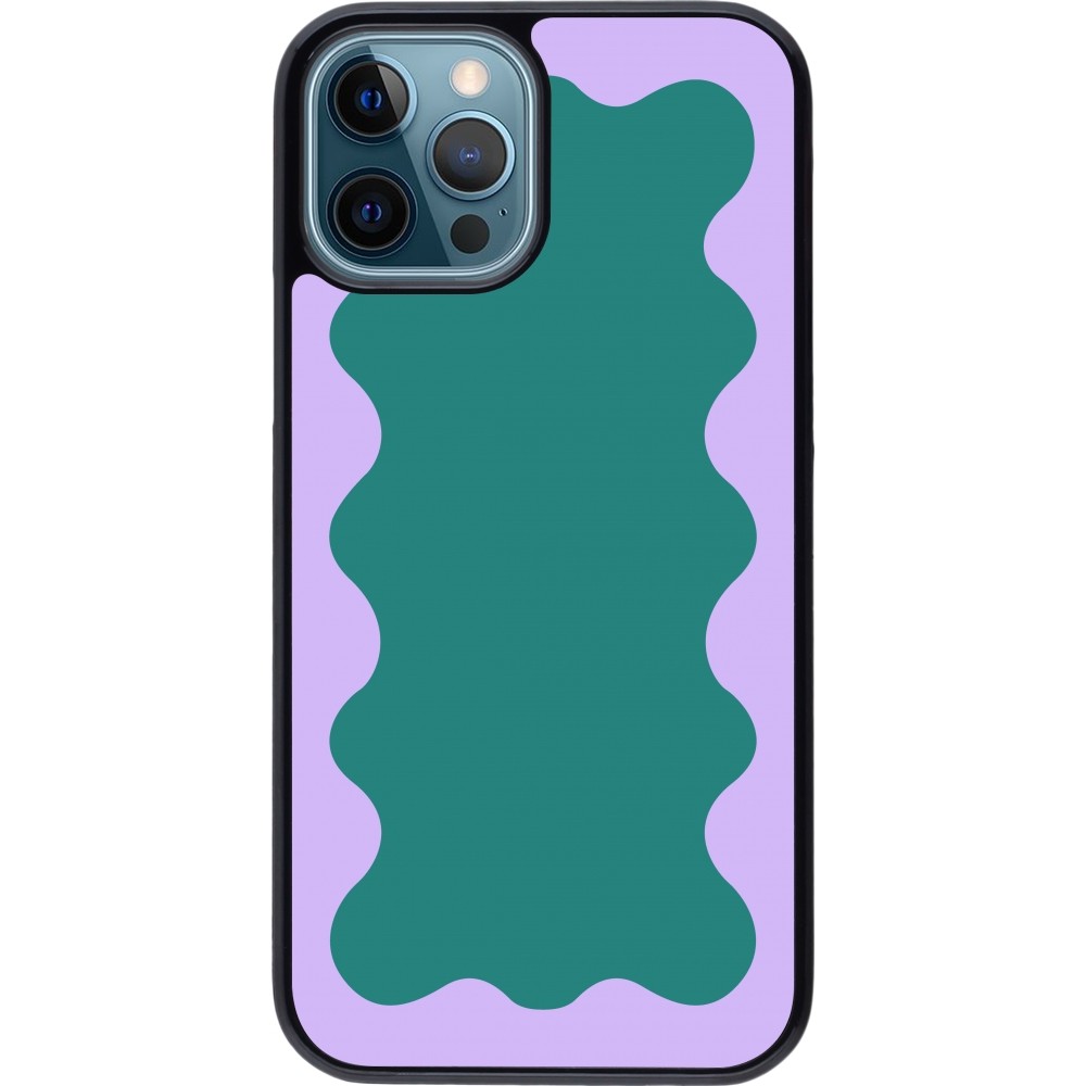 Coque iPhone 12 / 12 Pro - Wavy Rectangle Green Purple