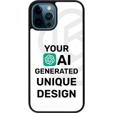 Coque iPhone 12 / 12 Pro - Silicone rigide noir 100% unique générée par intelligence artificielle (AI) avec vos idées