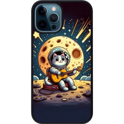 Coque iPhone 12 / 12 Pro - Silicone rigide noir AstroCat RockLune