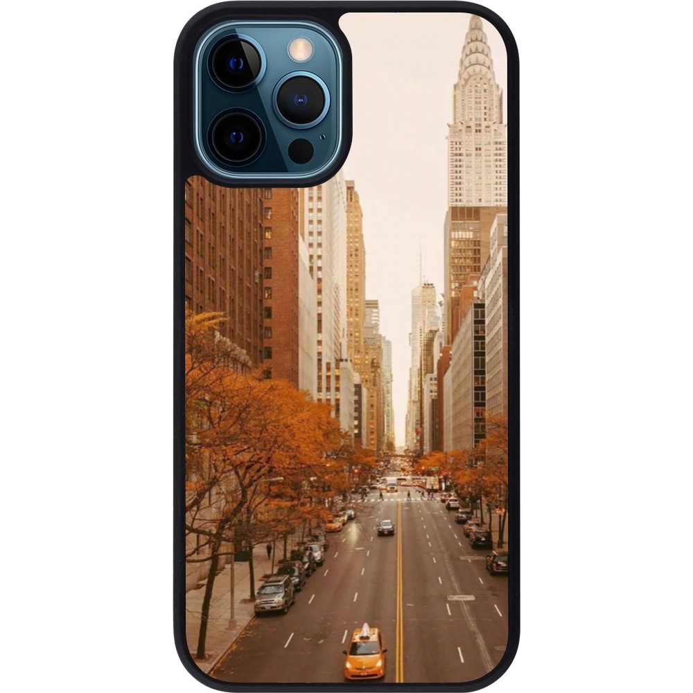 Coque iPhone 12 / 12 Pro - Silicone rigide noir Autumn 2024 New York city