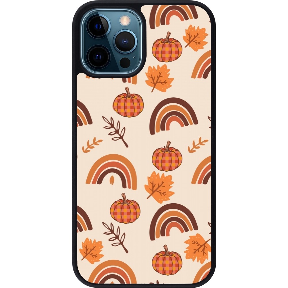 Coque iPhone 12 / 12 Pro - Silicone rigide noir Autumn 2024 rainbow