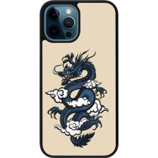 Coque iPhone 12 / 12 Pro - Silicone rigide noir Blue Dragon Tattoo