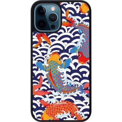 Coque iPhone 12 / 12 Pro - Silicone rigide noir Easter 2023 japanese fish