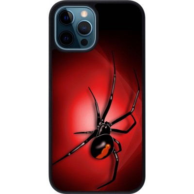 Coque iPhone 12 / 12 Pro - Silicone rigide noir Halloween 2023 spider black widow