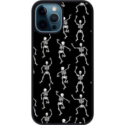 Coque iPhone 12 / 12 Pro - Silicone rigide noir Halloween 2024 dancing skeleton