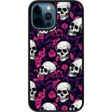 Coque iPhone 12 / 12 Pro - Silicone rigide noir Halloween 2024 romantic skulls