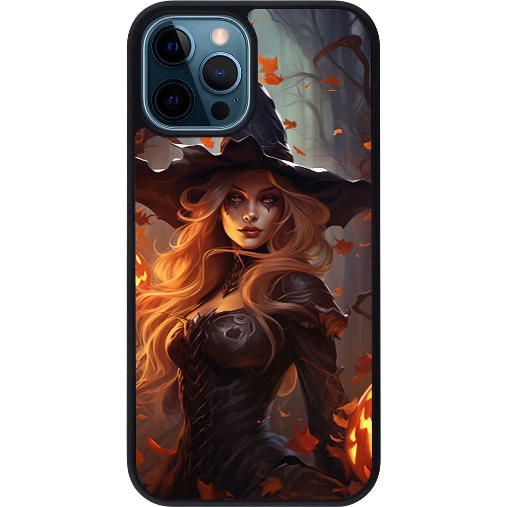 Coque iPhone 12 / 12 Pro - Silicone rigide noir Halloween 2024 sexy witch