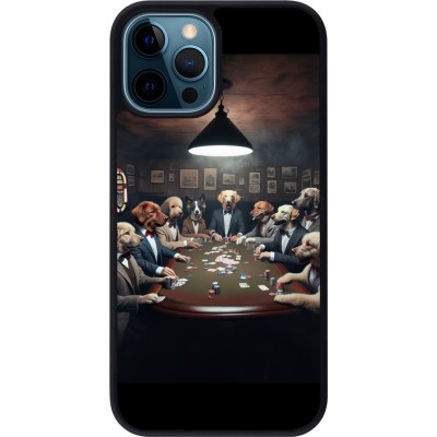 Coque iPhone 12 / 12 Pro - Silicone rigide noir Les pokerdogs