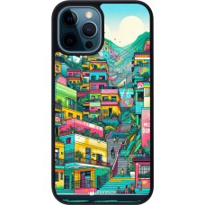 Coque iPhone 12 / 12 Pro - Silicone rigide noir Medellin Comuna 13 Art