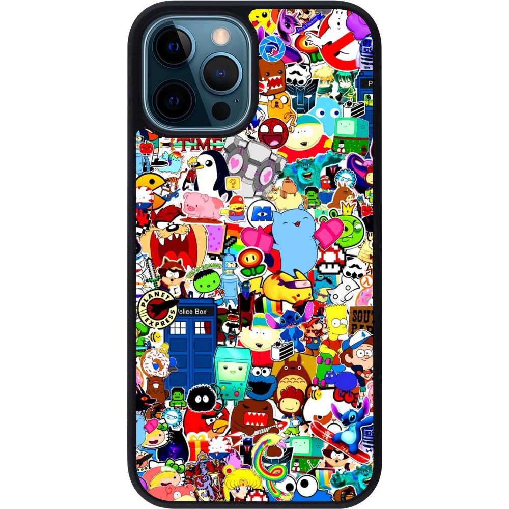 Coque iPhone 12 / 12 Pro - Silicone rigide noir Mixed cartoons