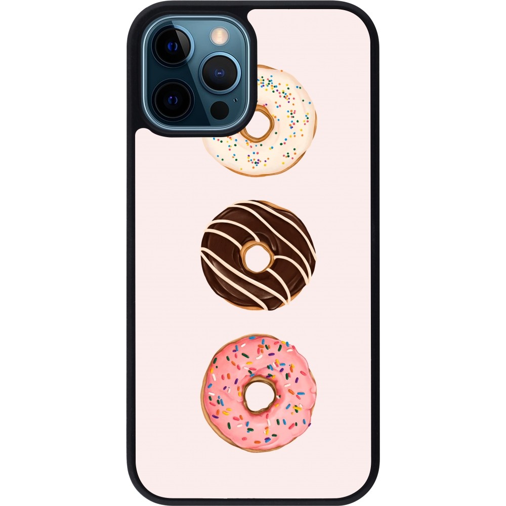 Coque iPhone 12 / 12 Pro - Silicone rigide noir Spring 23 donuts