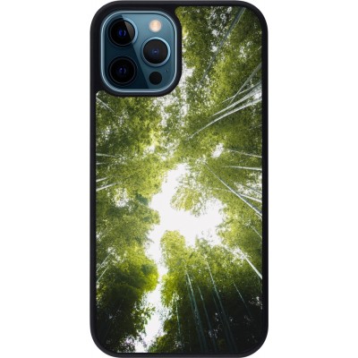 Coque iPhone 12 / 12 Pro - Silicone rigide noir Spring 23 forest blue sky