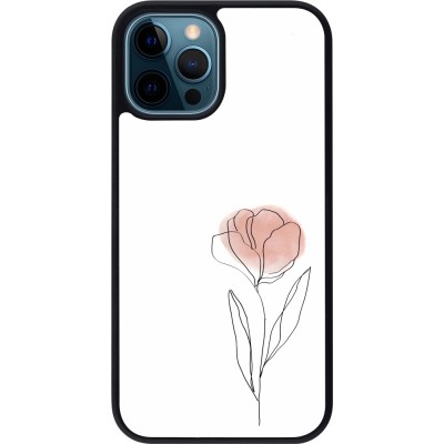 Coque iPhone 12 / 12 Pro - Silicone rigide noir Spring 23 minimalist flower