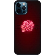 Coque iPhone 12 / 12 Pro - Silicone rigide noir Spring 23 neon rose