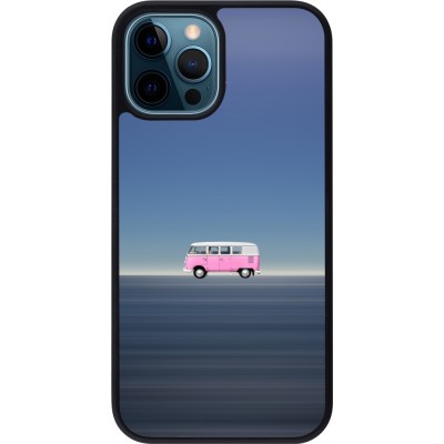 Coque iPhone 12 / 12 Pro - Silicone rigide noir Spring 23 pink bus