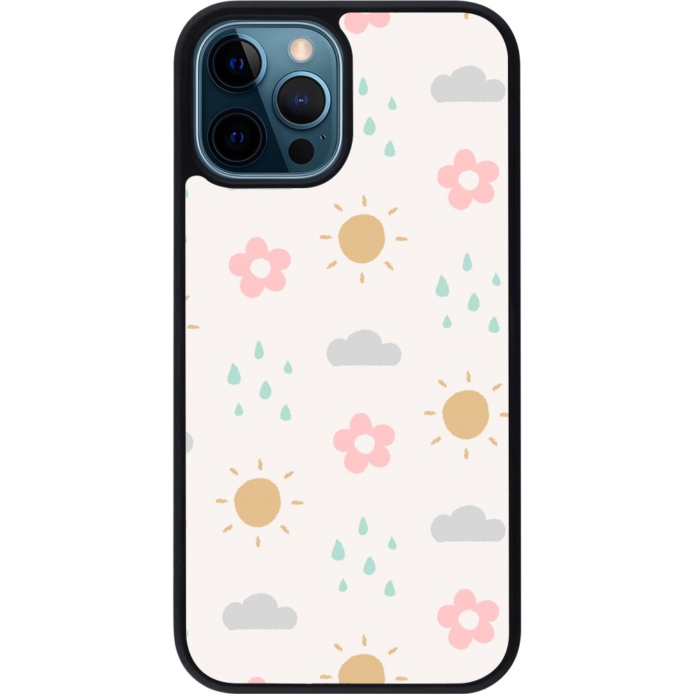 Coque iPhone 12 / 12 Pro - Silicone rigide noir Spring 23 weather