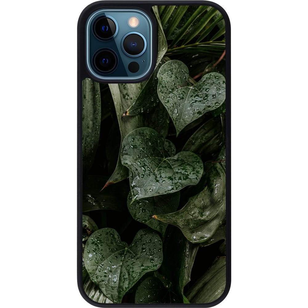 Coque iPhone 12 / 12 Pro - Silicone rigide noir Spring 23 fresh plants