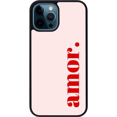 Coque iPhone 12 / 12 Pro - Silicone rigide noir Valentine 2024 amor