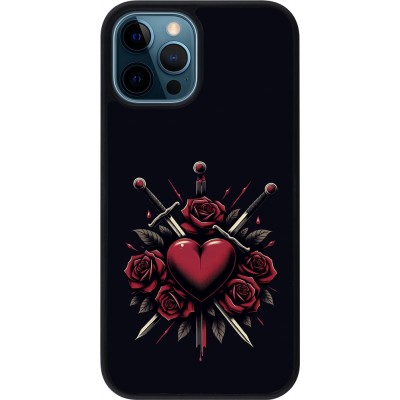 Coque iPhone 12 / 12 Pro - Silicone rigide noir Valentine 2024 gothic love