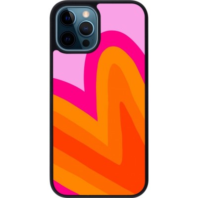 Coque iPhone 12 / 12 Pro - Silicone rigide noir Valentine 2024 heart gradient