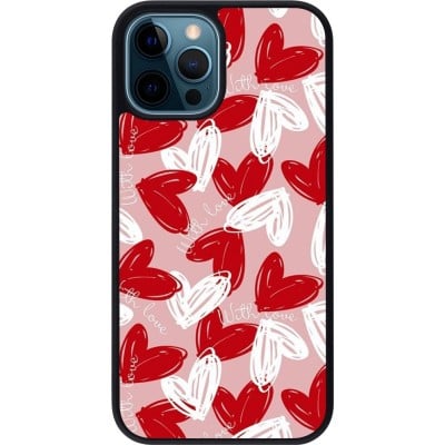 Coque iPhone 12 / 12 Pro - Silicone rigide noir Valentine 2024 with love heart