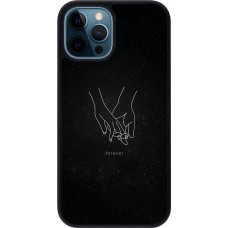 Coque iPhone 12 / 12 Pro - Silicone rigide noir Valentine 2023 hands forever