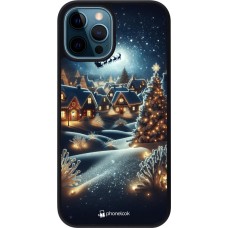 Coque iPhone 12 / 12 Pro - Silicone rigide noir Noël 2023 Christmas is Coming