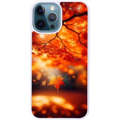 Coque iPhone 12 / 12 Pro - Silicone rigide blanc Automne Magique Orange