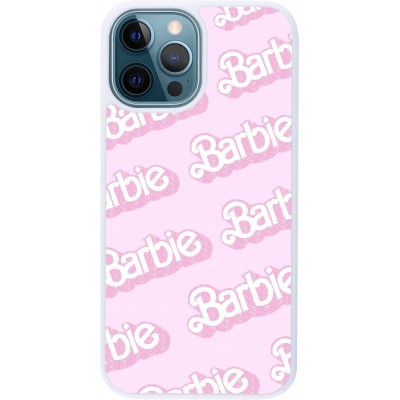 Coque iPhone 12 / 12 Pro - Silicone rigide blanc Barbie light pink pattern