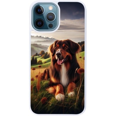 Coque iPhone 12 / 12 Pro - Silicone rigide blanc Chien Campagne Suisse