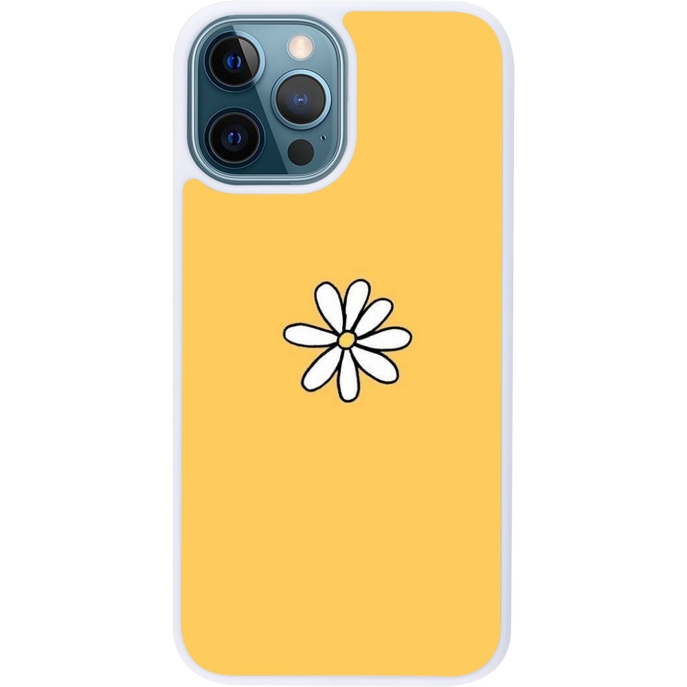 Coque iPhone 12 / 12 Pro - Silicone rigide blanc Easter 2023 daisy