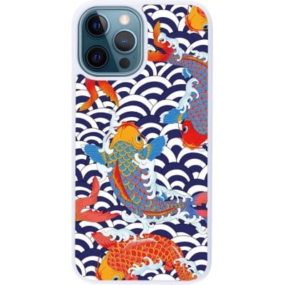 Coque iPhone 12 / 12 Pro - Silicone rigide blanc Easter 2023 japanese fish