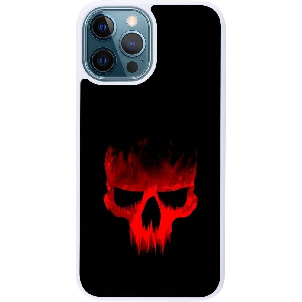 Coque iPhone 12 / 12 Pro - Silicone rigide blanc Halloween 2023 scary skull