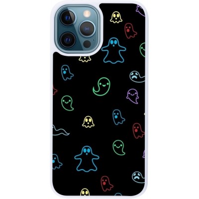 Coque iPhone 12 / 12 Pro - Silicone rigide blanc Halloween 2024 colorful ghosts