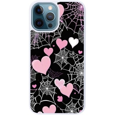 Coque iPhone 12 / 12 Pro - Silicone rigide blanc Halloween 2024 girly