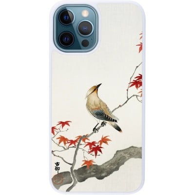 Coque iPhone 12 / 12 Pro - Silicone rigide blanc Japanese Bird