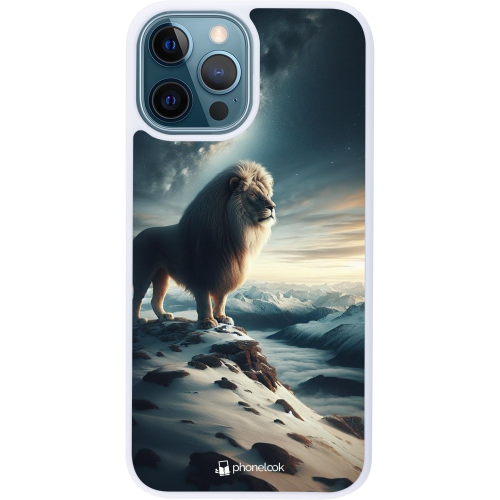 Coque iPhone 12 / 12 Pro - Silicone rigide blanc Le lion blanc