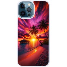 Coque iPhone 12 / 12 Pro - Silicone rigide blanc Maldives Dusk Bliss