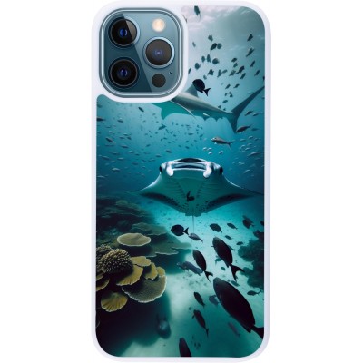 Coque iPhone 12 / 12 Pro - Silicone rigide blanc Manta Lagon Nettoyage